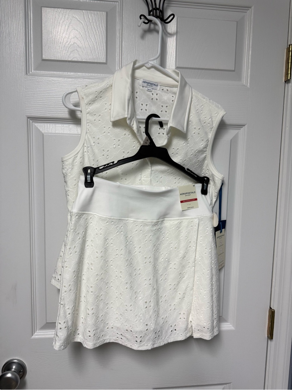 Aeropostale White Eyelet Performance 2 piece set Skirt and Top